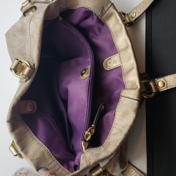 VINTAGE COACH gold and cream handbag - Picture 3 of 7